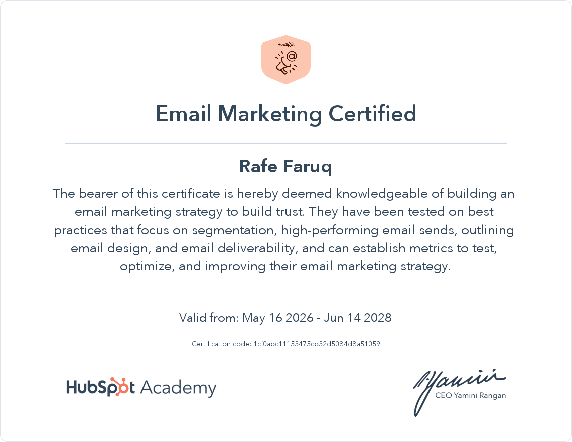 HubSpot Email Marketing Certified
